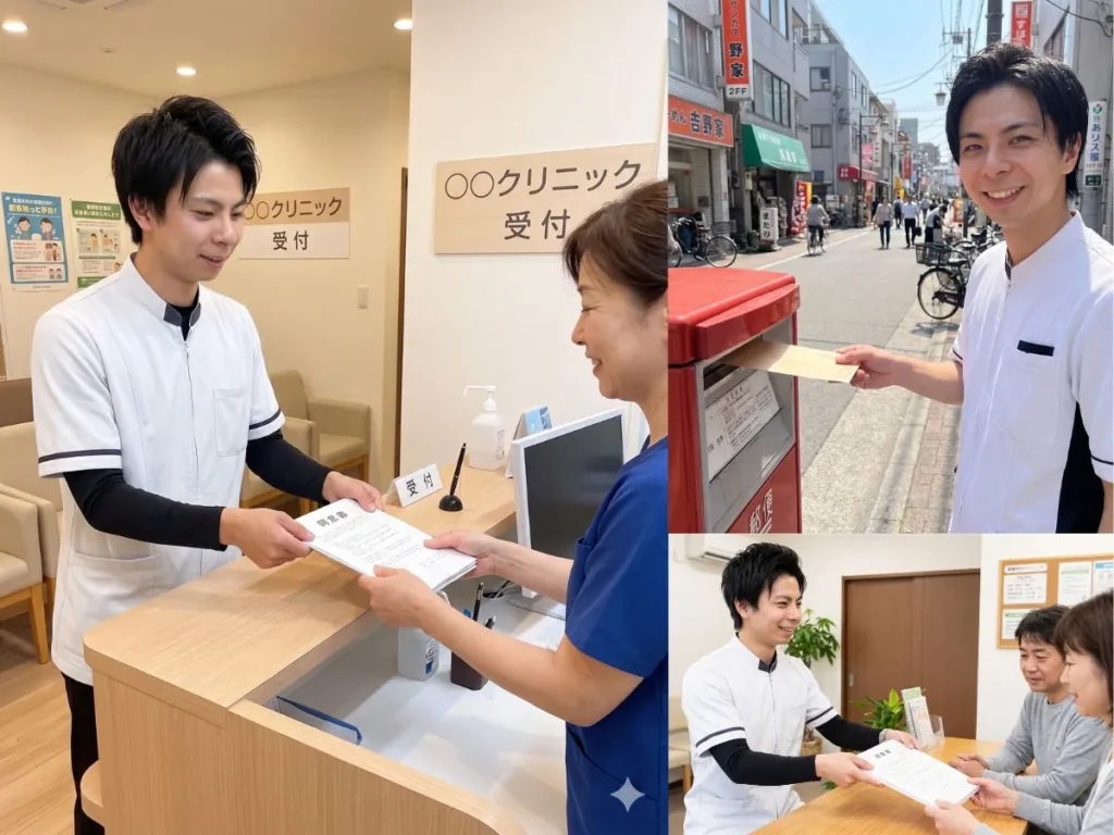 太宰府市・筑紫野市・大野城市で訪問リハビリマッサージの同意書をドクターとやり取りをする田上代表